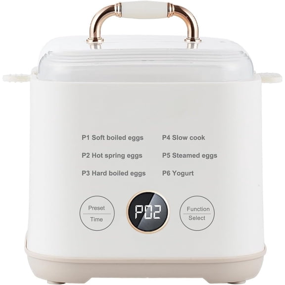 Smart Egg Cooker with Timer for Hard Boiled Eggs 6-in-1 Egg Boiler and  Rack 24H Reservation Auto Shut Off for Home Dorm Office