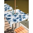 thumbnail image 2 of Outdoor Tablecloth with Umbrella Hole for Patio/Picnic/Party/Camping, Navy Blue Floral Waterproof Table Cloth Square Cover Washable, Spring Flowers Butterflies Watercolor (60"x 60"), 2 of 8