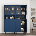thumbnail image 7 of UZUGUL Navy Blue Curio Cabinet, 4-Door Glass Storage, 3-Tier Adjustable Shelves, Painted, Anti-Tip, for Bedroom, 7 of 7