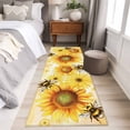 thumbnail image 4 of Sunflower 2'x6' Runner Rugs for Hallway Kitchen Bedside Non Slip Washable, Yellow Floral Elegant Flowers Pastoral Entryway Rug Runners with Rubber Backing, Long Carpet Runner for Laundry Room, 4 of 8