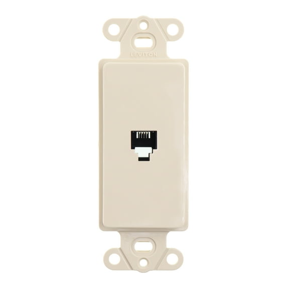 Leviton 40649-I Decora Modular Phone Voice Jack Insert, 6P4C, Ivory