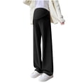 thumbnail image 2 of Taqqpue Women Maternity Work Pants with Pockets,Over The Belly Pregnancy Wide Leg Dress Trousers Solid Color Loose Fit Plus Size Straight Leg Pants for Women, 2 of 6
