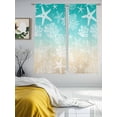 thumbnail image 4 of Marine Life Sheer Curtains 63 Inch Long 2 Panels, Starfish Coral Shell Gradient Green Brown Ocean Light Filtering Rod Pocket Curtains, Sheer Voile Drapes for Living Room Bedroom, 52"x63", 4 of 8