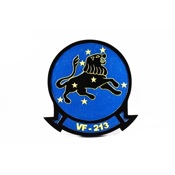 VF-213 Black Lions Plaque, 14, Mahogany, Navy