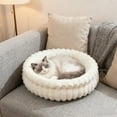 thumbnail image 4 of Warm Cat Bed Cat Bed Kitten Bed, Washable Round Cat Beds for Indoor Cats, Super Soft Plush Faux Fur Pet Bed for Puppy and Kitten with Anti-Slip Bottom (White), 4 of 6