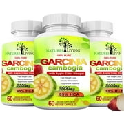 Natures Living Garcinia Cambogia 95% HCA Extract & Apple Cider Vinegar 3000mg 180 Pills (3 Pack)