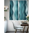 thumbnail image 4 of Abstract Turquoise Moire Sheer Curtains 63 Inch Length 2 Panels Set for Living Room/Bedroom, Gradient Coastal Ocean Geometric Curtain Sheers Drapes Rod Pocket Curtains Window Treatment 52''x63''x2, 4 of 7