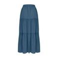 thumbnail image 5 of Zunfeo Boho Skirts for Women Ruffles Maxi Vintage Casual Prairie Skirt Ruched Elastic High Waisted Holiday Skirts Blue 8, 5 of 7