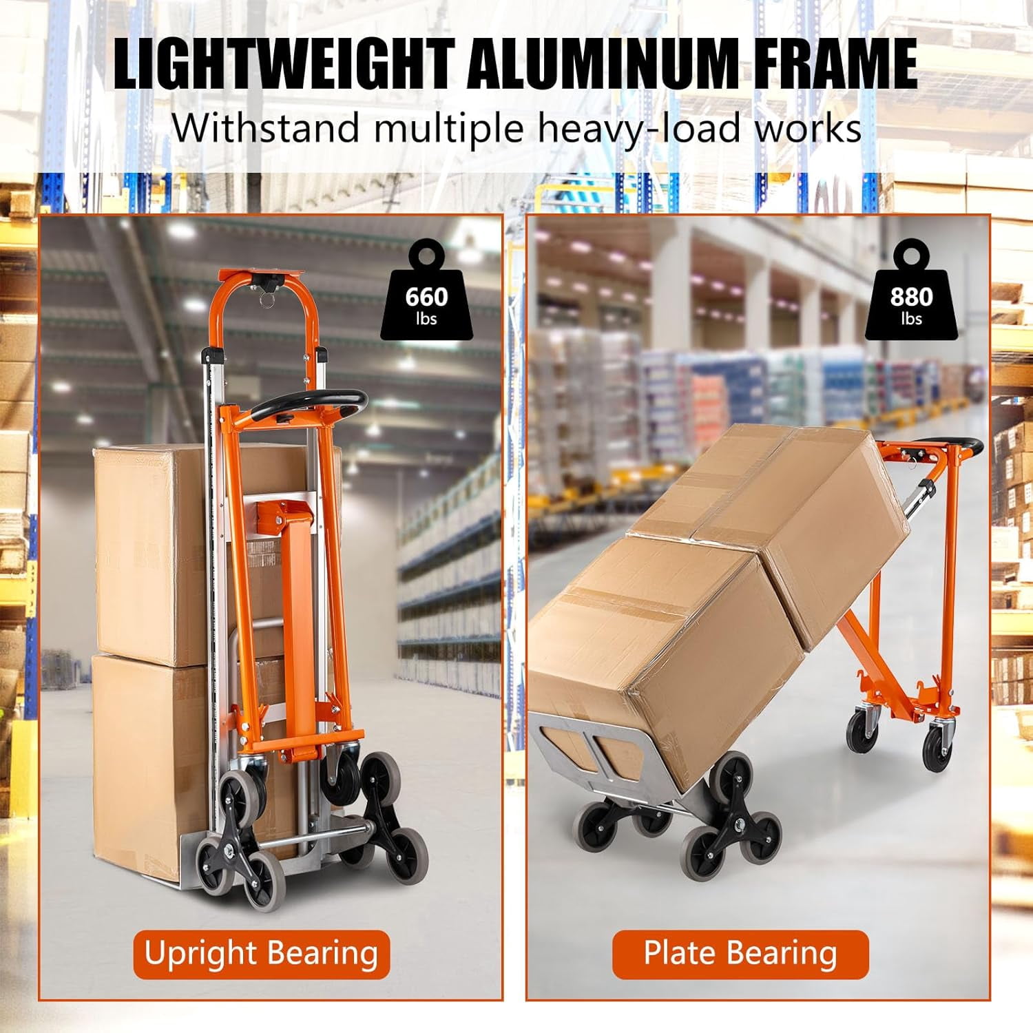 Yonopro  4 in 1 Convertible Stair Climbing Cart 1000 LBS Capacity, Heavy Duty Aluminum Hand Truck Dolly Cart with Climbing Wheel, Folding Stair Climbing Cart Trolley for Warehouse Logistics Moving