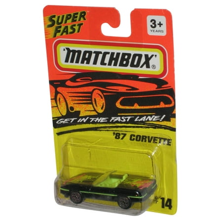Matchbox Get In The Super Fast Lane (1994) Black '87 Corvette Toy Car #14