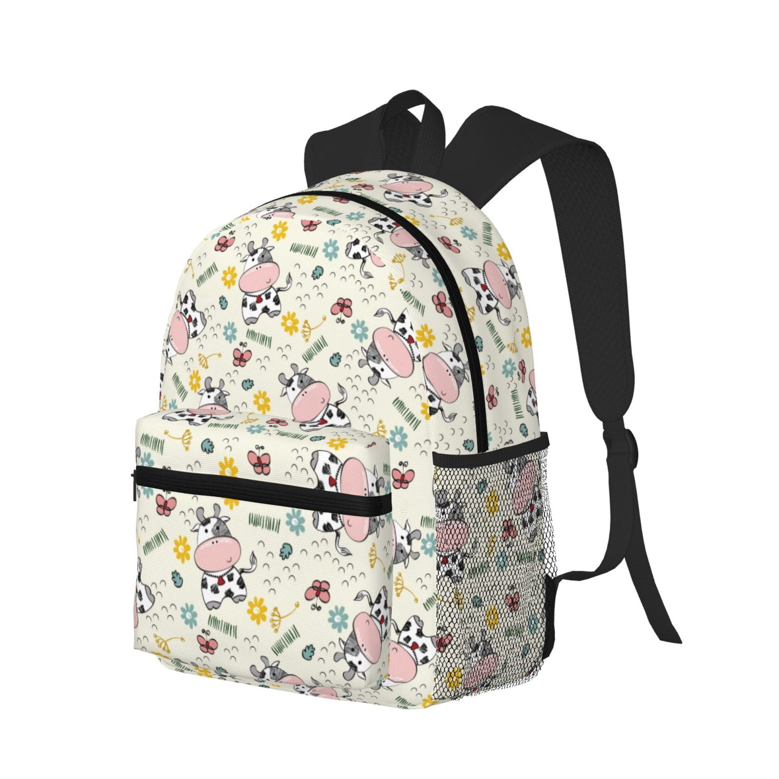 Vsdgher Cute Cow Print Unisex Large Capacity Bookbag Schoolbag Casual Daypack for High School/College/Teens/Travel/Work