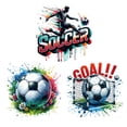 thumbnail image 2 of Pack de 3 calcomanías para pared de fútbol – Pegatinas grandes de balón de fútbol en acuarela y porterías para dormitorio de chicos, cueva de hombres, decoración de sala de deportes, arte mural, 2 of 8