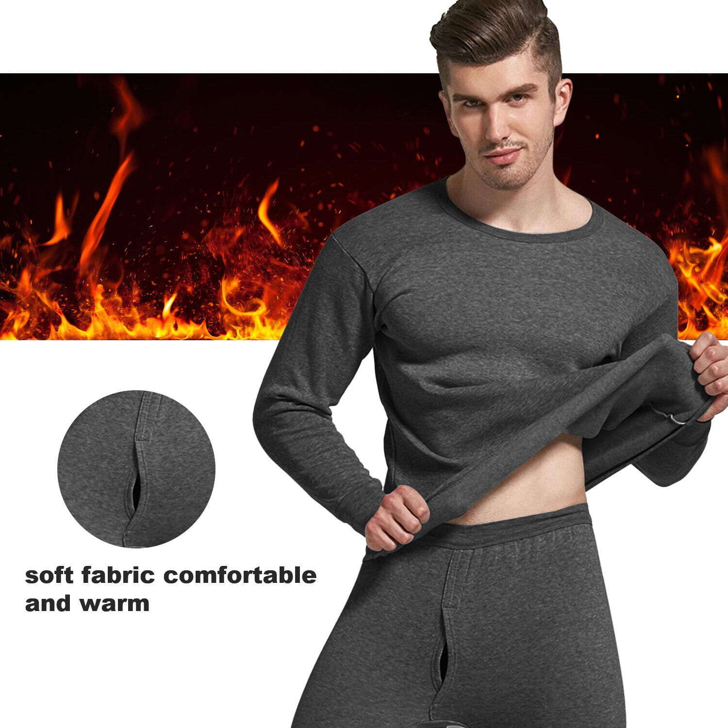 Men's Slim Warm Underwear Sets Cotton Undershirts Home Wear