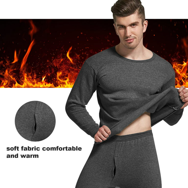 Men's 2 Piece Thermal Underwear Set Top Bottom Long Sleeve Pants 