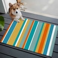 thumbnail image 3 of Blue Teal Orange Striped Entryway Rug 2'x3'&nbsp; Non Slip Front Door Mats, Farmhouse Stripe Entrance Rugs Indoor Outdoor Carpet, Washable Floor Mats Small Area Rug for Bedroom Kitchen, 3 of 8