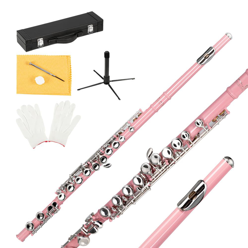 BORNMIO Glarry 16 Keys C Cupronickel Flute Closed Hole Separated E Key for Student Beginners Pink 