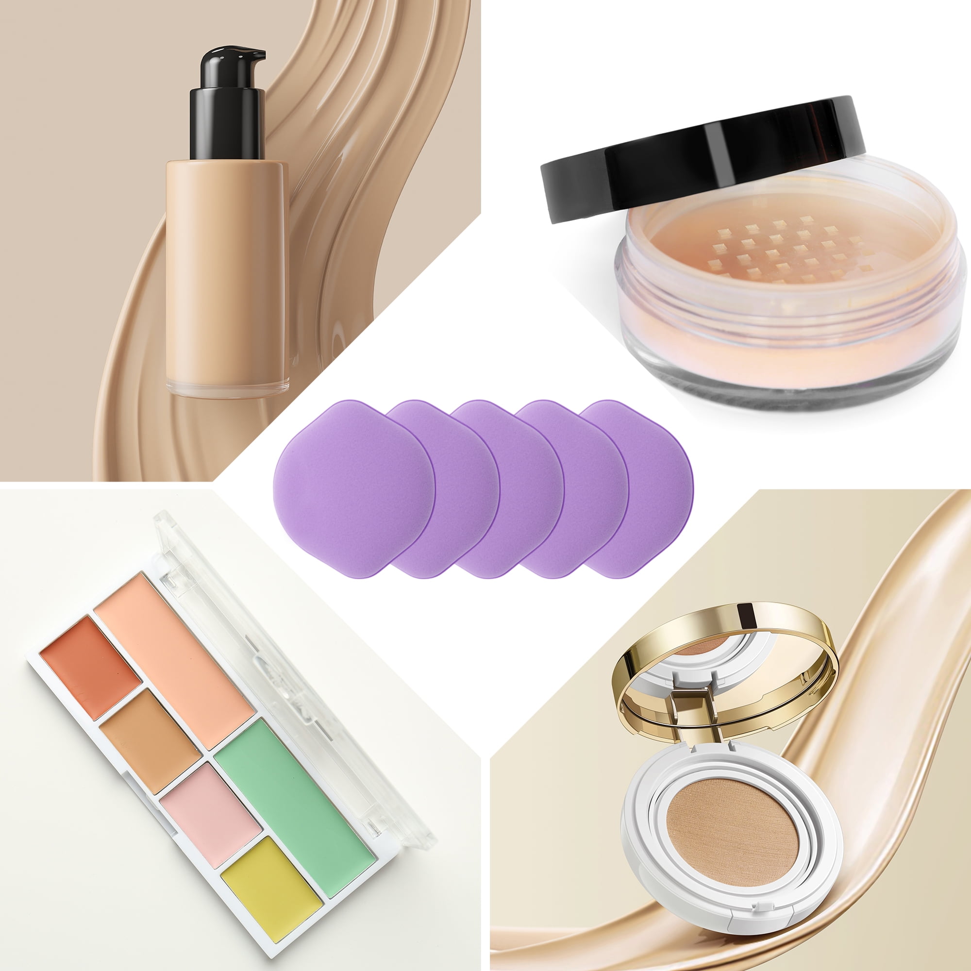 Unique Bargains 5 Pcs Gourd Shape Face Makeup Sponge for Travel Purple