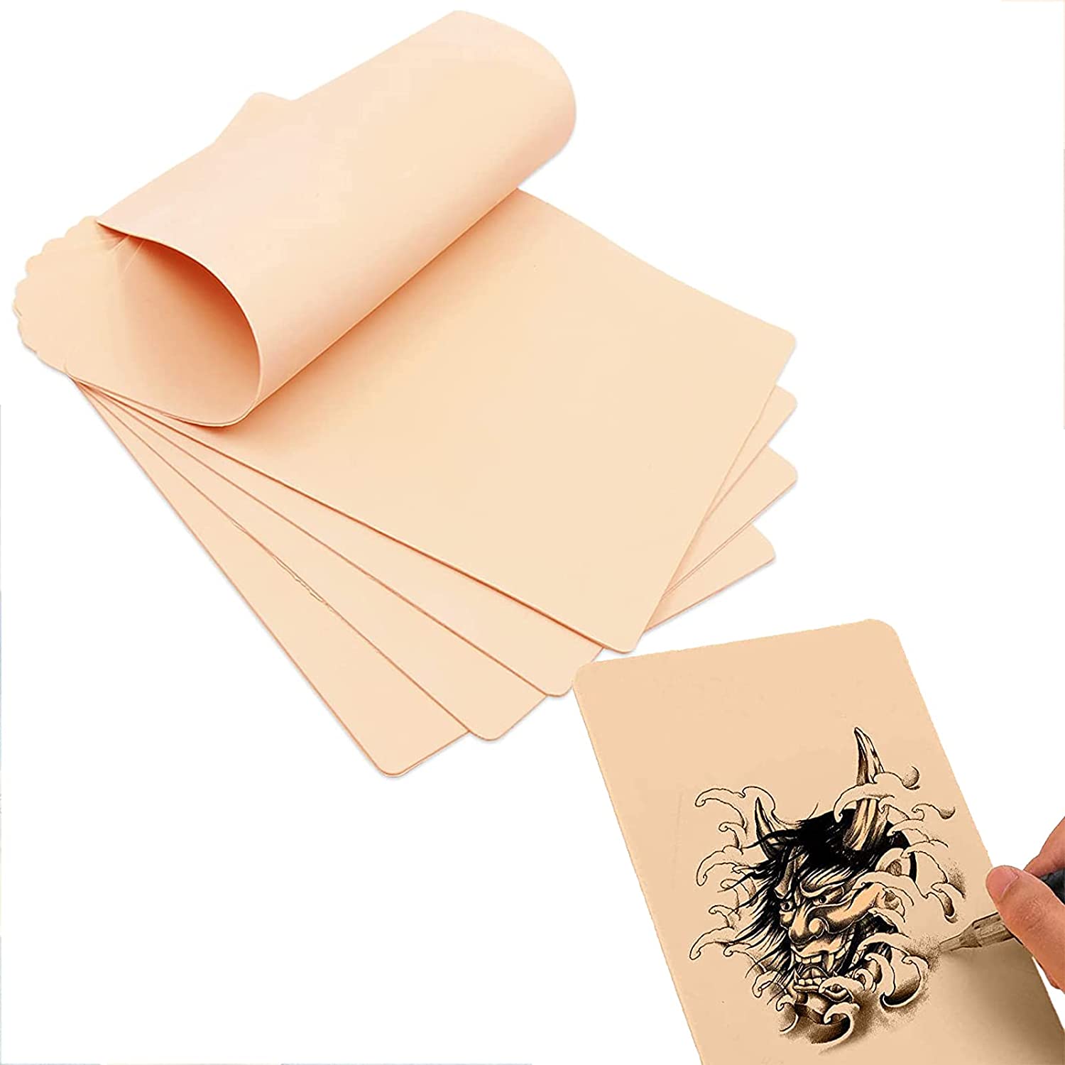 3mm Tattoo Practice Skins Kit - 3PCS 7.4x5.6" Silicone Fake Skin & 10PCS Transfer Paper