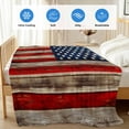 thumbnail image 4 of Vintage American Flag Cooling Blanket, Lightweight Breathable Summer Throw Blanket with Double Sided Cold Effect,Blue Star Red Striped Wooden Picnic Beach Blankets Bed Sheet for Hot Sleepers 30"x40", 4 of 8