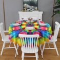 thumbnail image 2 of Tie Dye Vivid Petal Mandala Pattern Round Tablecloth 60"x60",Wrinkle Wipeable Table Cloth for Kitchen Dining Room Picnic Patio Party, 2 of 6