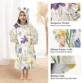 thumbnail image 3 of FORMRS Wearable Blanket Hoodie with Sleeves for Kids Cozy Flannel Sweatshirt, Blue Floral Rabbit, 3 of 7