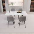 thumbnail image 2 of Extendable Modern Dining Table Set with Grey Linen Chairs - 47 to 63 Inch Adjustable MDF Table for 2-6 People, White Metal Base & Contemporary 4-Piece Seating, 2 of 9
