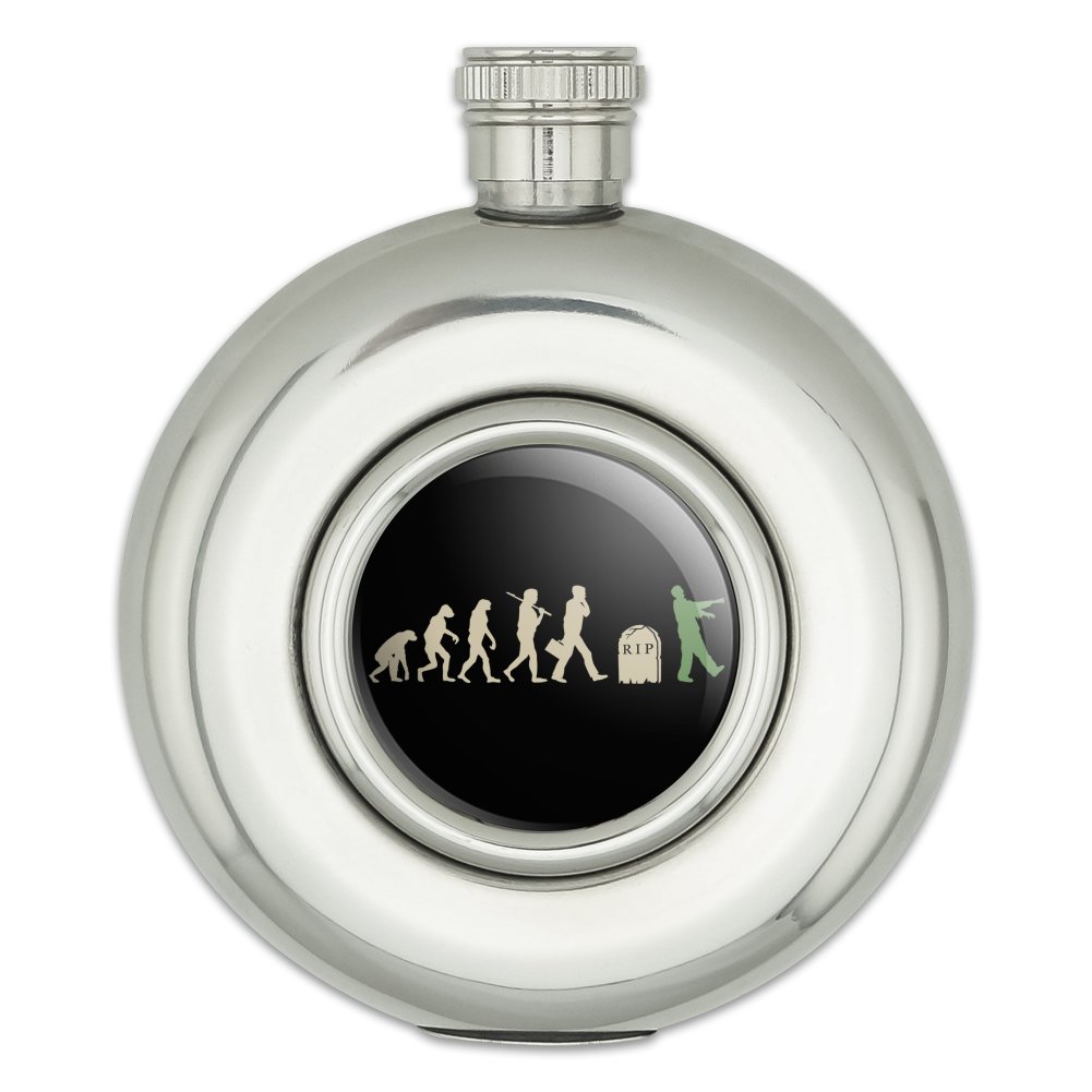 Zombielution Evolution Round Stainless Steel 5oz Hip Drink Flask ...