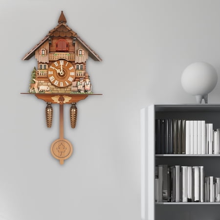 MIYIOKON MDF Cuckoo Clock with Pendulum, Modern Wall Clock, Indoor Home Art Decor, Hourly Cuckoo Chime