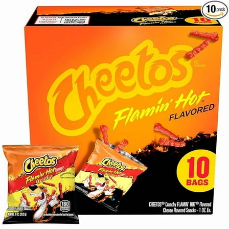 1x Cheetos Crunchy Flaming Hot, 1 Oz, 10 Pack