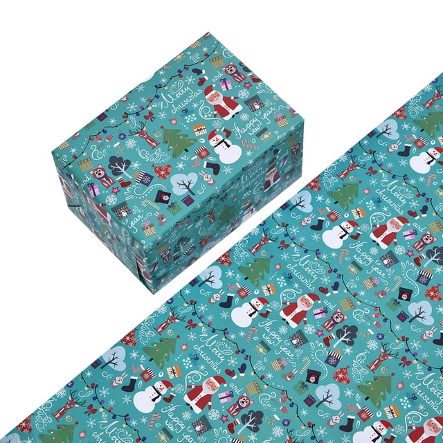 Christmas Wrapping Paper with Festive Truck Plaid Snowflake and Green Tree Holiday Design for All Your Seasonal Presents