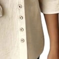 thumbnail image 4 of thefmos Women Plus Size Fall Round Neck 3/4 Sleeve Button Down Casual Solid Boho Pullover Tops for Women Cute Trendy Comfy Loose Fit Tunic Blouses Winter Business Work Clothes, Beige L, 4 of 5