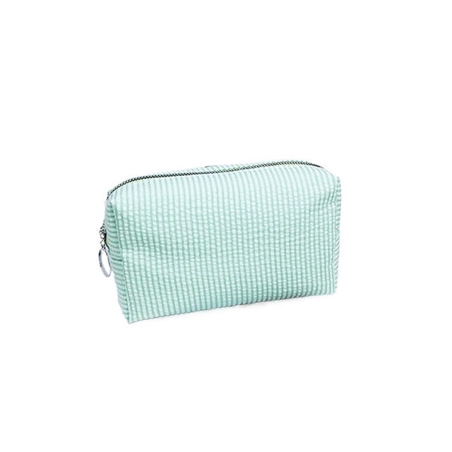Bolsas de cosméticos for mujer, bolsa de cosméticos Seersucker, neceser de viaje, bolsa de maquillaje a rayas, organizador estético, bolsa de almacenamiento