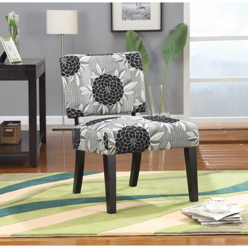 Chicly Elegant Accent Chair, White/Black/Gray - Walmart.com - Walmart.com