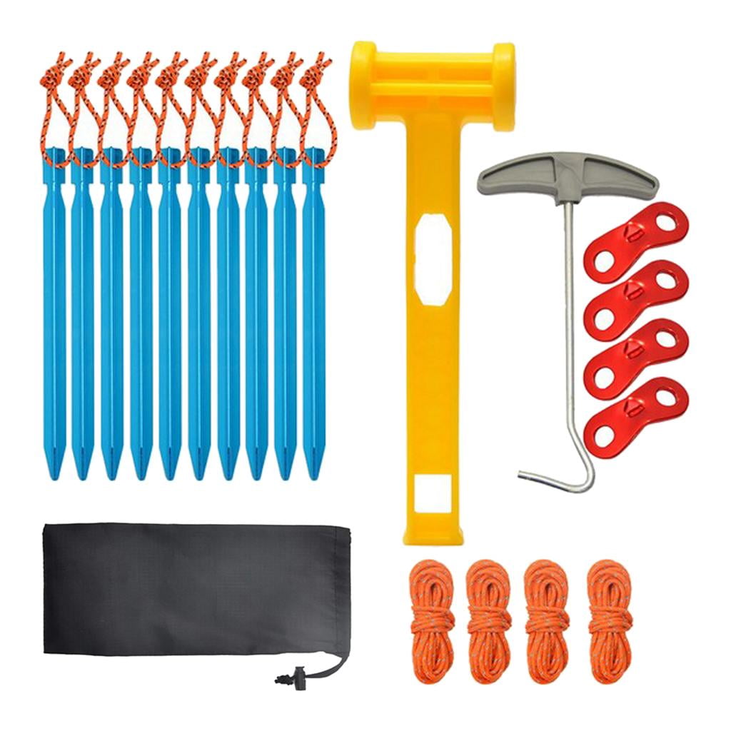 Tent Camping Kit In Heavy Duty Carry Bag Hammer, Pegs & Extractor, Guy Lines 