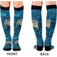 thumbnail image 2 of Coolnut High Elasticity Compression Socks, High Knee Socks Adult Universal Leisure Relieve Fatigue, Tropical Coral Sea Turtle Travel Daily with Running (2 Pair) Gift, 2 of 7