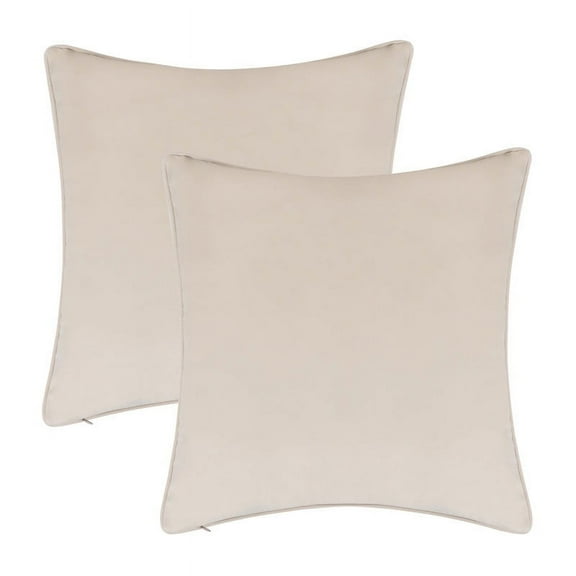 A1HC Set of 2 Luxurious Soft Velvet Throw Pillow Covers Only, 18"x18", Beige, Decorative Cushion Covers with Hidden YKK Zipper for Sofa or Bed
