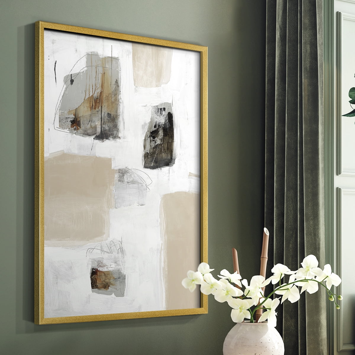 Watch from the Window II V30 Framed Print in Gold Solid Wood 11 x 14 Framed Print