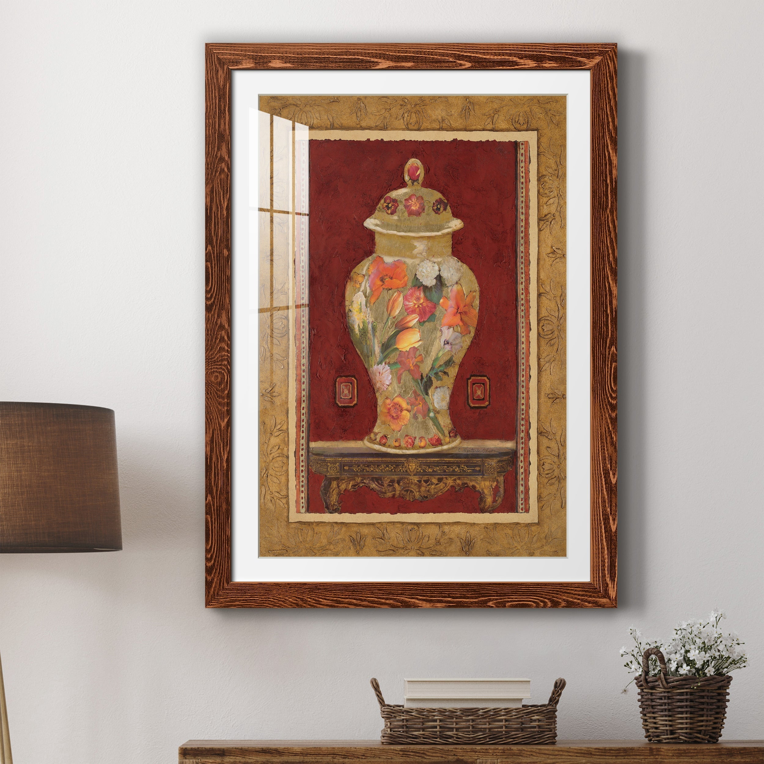 Romantic Urn II - Premium Framed Print - Distressed Barnwood Frame - Ready to Hang