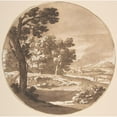 thumbnail image 2 of Jacob van der Ulft 15x15 Gold Ornate Wood Frame and Double Matted Museum Art Print Titled - Wooded Landscape with Figures on a Road (Mid-17th-Late 17th Century), 2 of 4