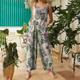 thumbnail image 2 of Jzuxvd Women's Patchwork Dual Pocket Jumpsuit Loose Floral Print Bohemian Wide Leg Bib Overall White L, 2 of 6