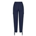 thumbnail image 5 of SELONE Womens Cargo Pants High Waist with Pockets Polyester Go Out Pants Ankle Length Baggy Lounge Trousers Blue S, 5 of 7