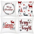 thumbnail image 1 of 4-pack Christmas tree covers Merry Christmas for sofa bedroom decorative pillow case, 1 of 5