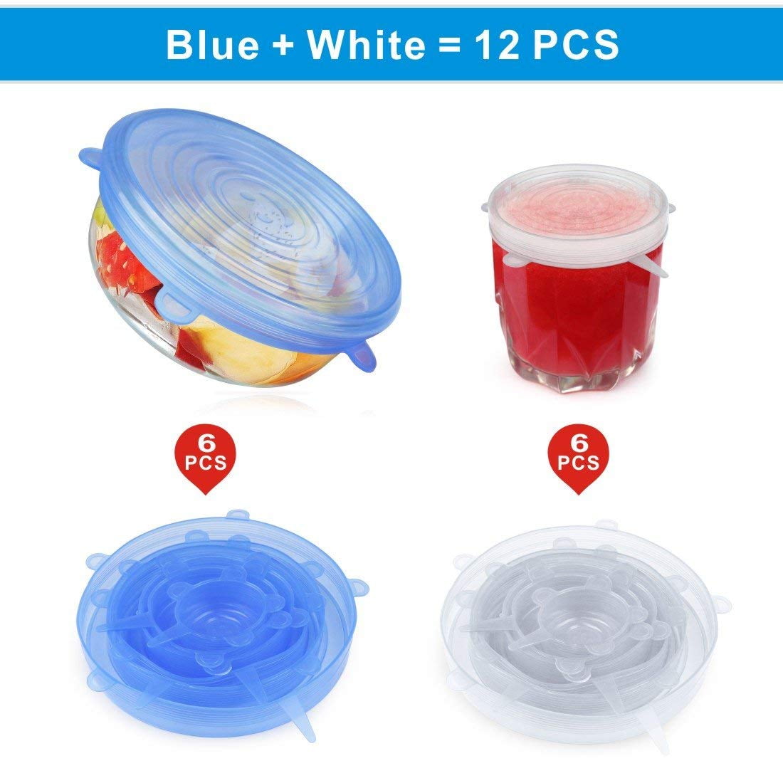 Set of 12 Ultimate Instalids Silicone Stretch Lids 