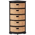 thumbnail image 3 of eHemco Hampton Meadows 5 Tier X-Side Corner Storage Cabinet with 5 Wicker Baskets, Black, 3 of 8