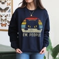 thumbnail image 4 of EcoLoom Ew People Retro Cat Vintage Anti Social Introvert Long Sleeve Unisex Midweight Crewneck Sweatshirt, 4 of 4