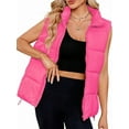 thumbnail image 2 of Chaleco Acolchado para Mujer, Abrigos de Abrigo, Chaquetas y Abrigos con Bolsillos. Rosa Roja L, 2 of 8
