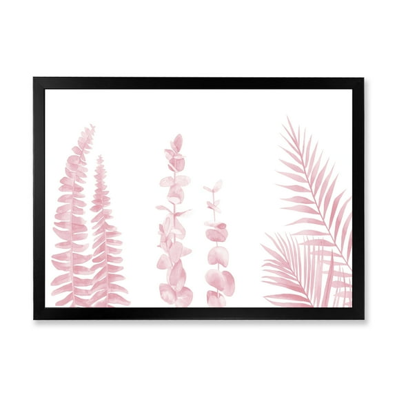 Designart 'Palm Branches and Blush Pinkeucalyptus' Shabby Chic Framed Art Print