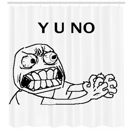 Humor Decor Shower Curtain Mascot Rage Guy Meme Face Figure With