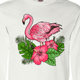 thumbnail image 4 of Inktastic Flamingo with Tropical Flowers Long Sleeve T-Shirt, 4 of 5
