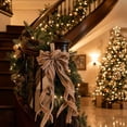 thumbnail image 5 of 2 Pcs Large Christmas Wreath Bows Decor, Burlap Holiday Door Hanging Ornament, Rustic Outdoor Party Accent for Tree Topper, Garland, Mantel, Home Seasonal, 5 of 6